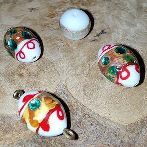Beads115: Vtg Murano Wedding Cake Glass Bead Lot – Italian Lampwork & Enamel
